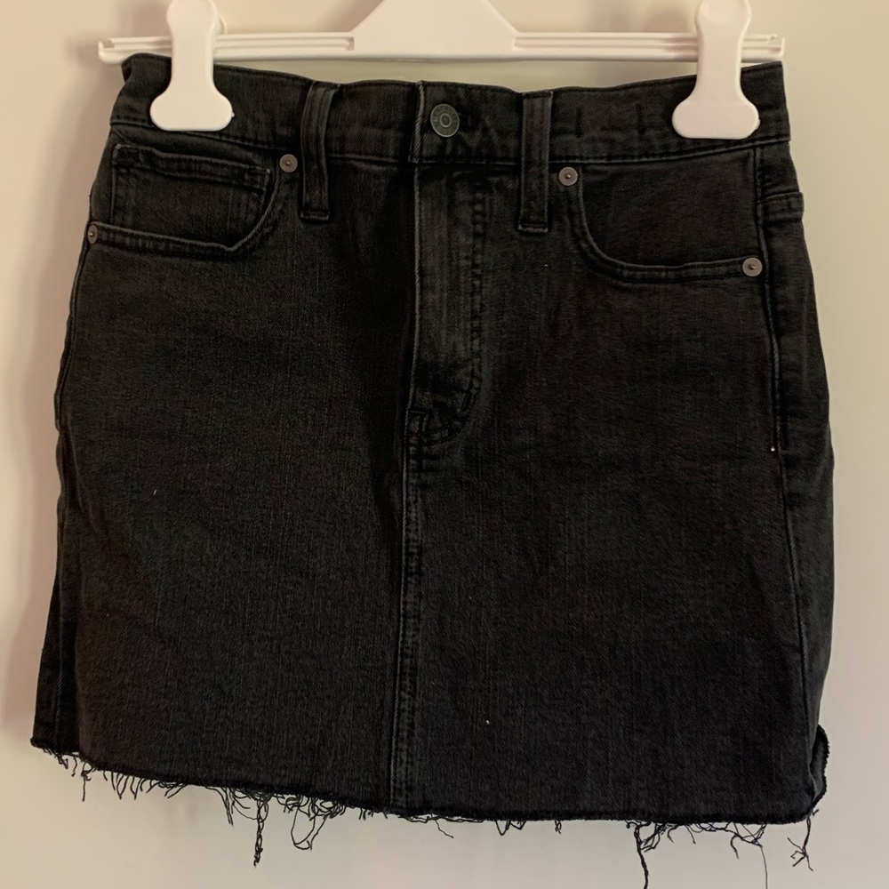 Black denim skirt
